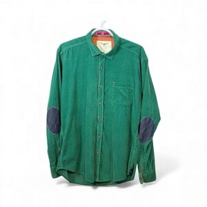 GULF BIRD WRC TEAM Green Corduroy Long Sleeve Button Up Shirt Men's XL